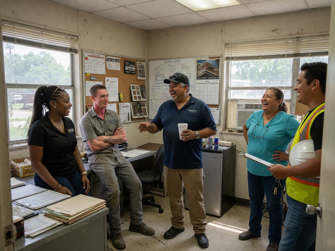 The Texas Roof Craft team at work in Houston